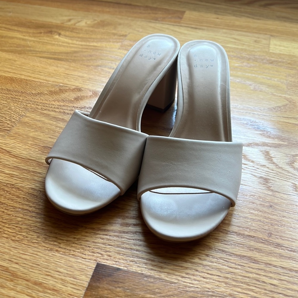 A New Day nude slip on heeled sandals